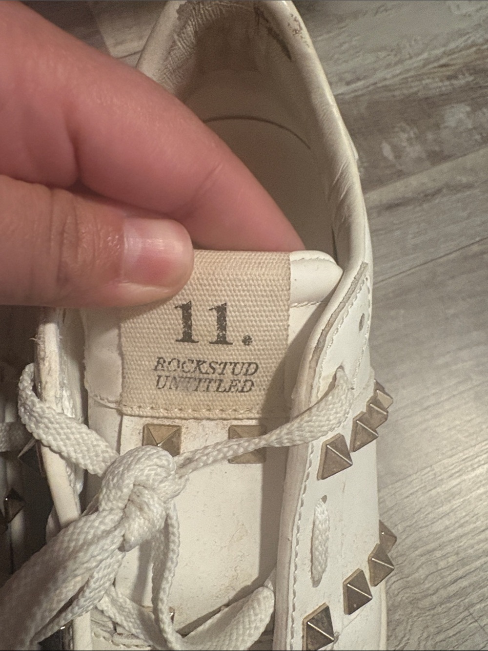 Valentino Garavani White Platform Studded Sneakers - Picture 2 of 5